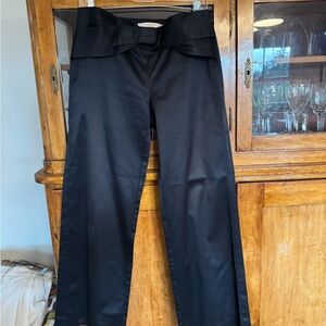 RED Valentino Elegant Black front bow Wide-Leg Pants sz 44